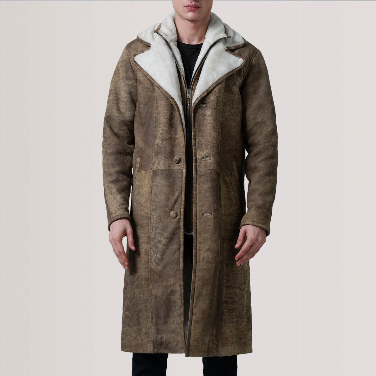 Authentic Sheepskin Snuffed with Snuffed Finish Grain Texture &amp; Heavy-Duty Seam Stitching Detail