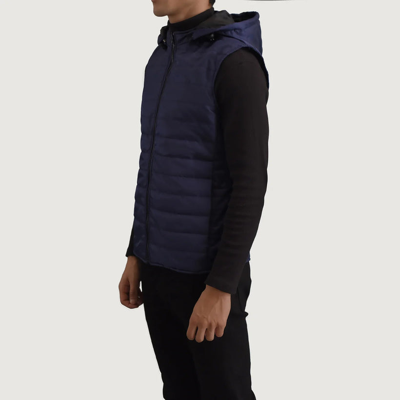 Carlo Blue Hooded Puffer Vest 男士