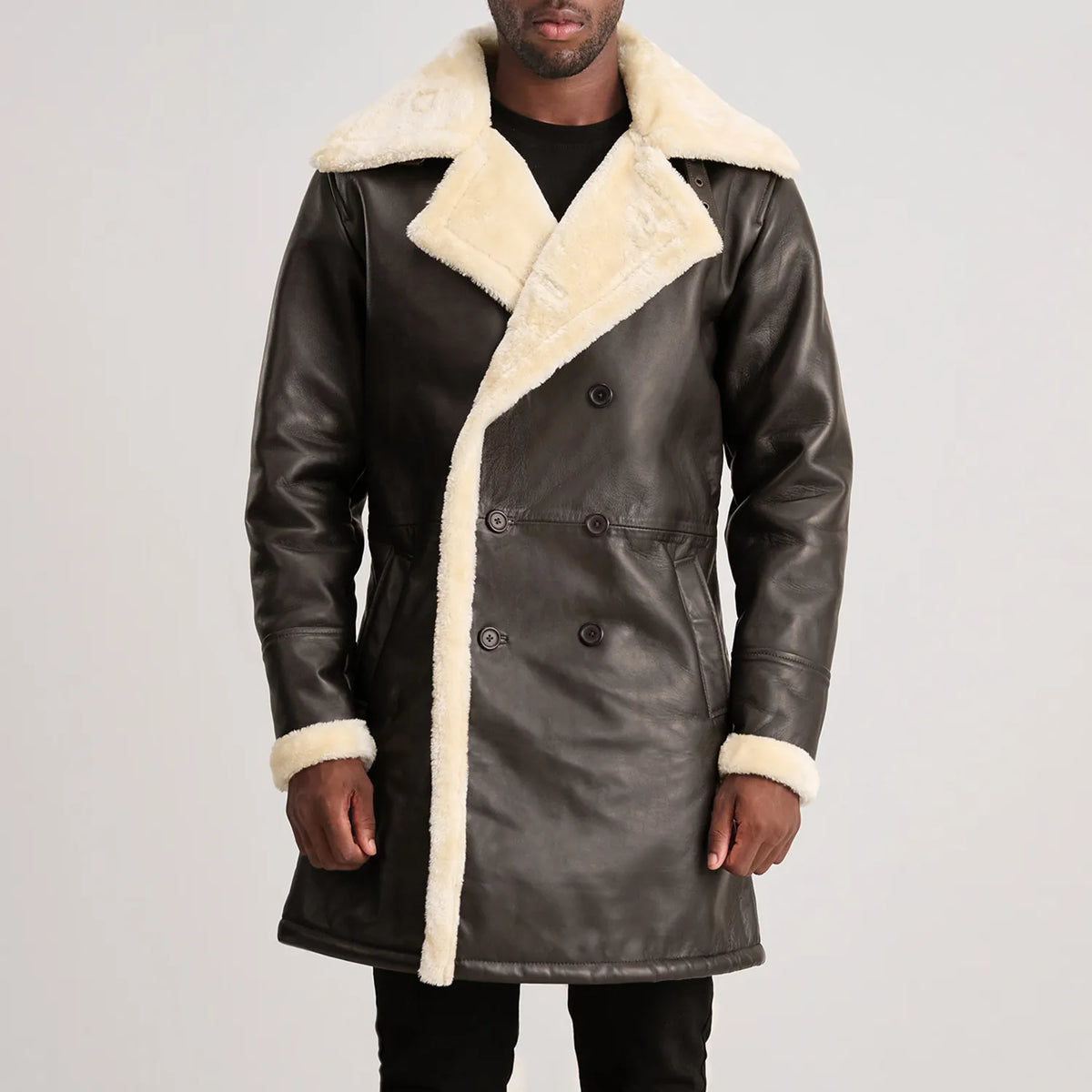 Charles 真皮大衣 棕色 Shearling 真皮大衣 男士 – alternate product view 4