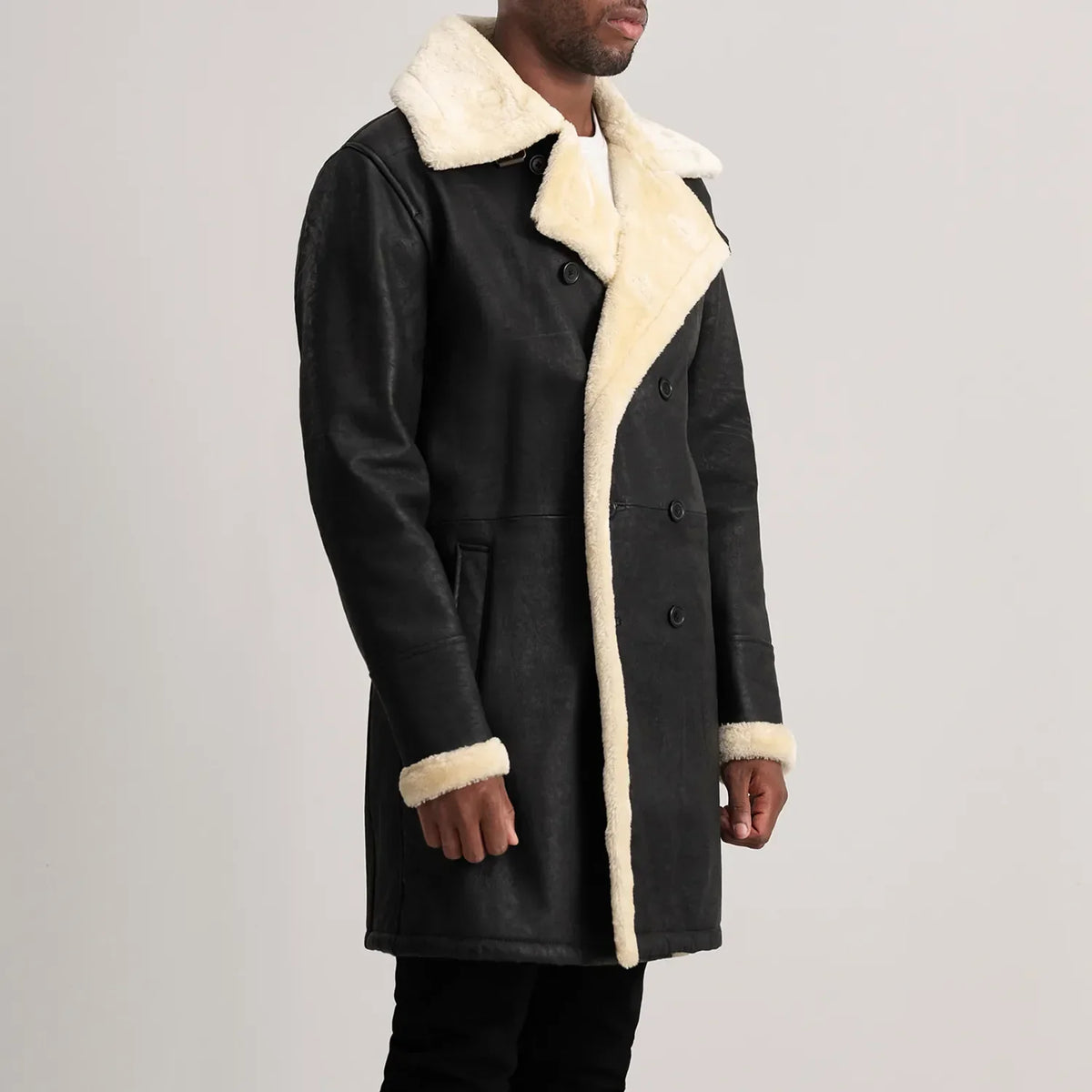Charles 真皮大衣 棕色 Shearling 真皮大衣 男士 – alternate product view 2