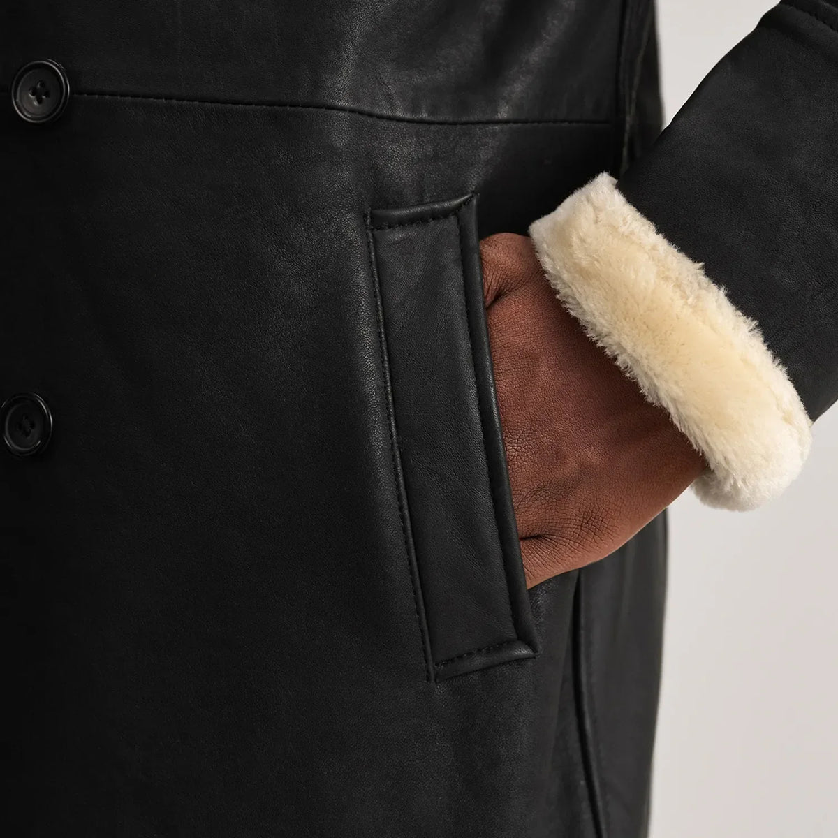 Charles 真皮大衣 棕色 Shearling 真皮大衣 男士 – alternate product view 6