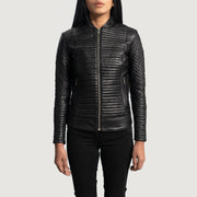 Women's Cityscape 黑色 真皮机车夹克 女士 in Black Sheepskin Leather - Front Profile View &amp; Tailored Silhouette | Buy Online