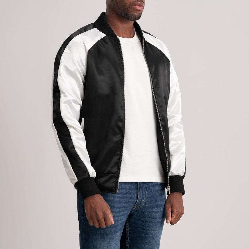Clarke 黑色 Varsity 真皮夹克 男士