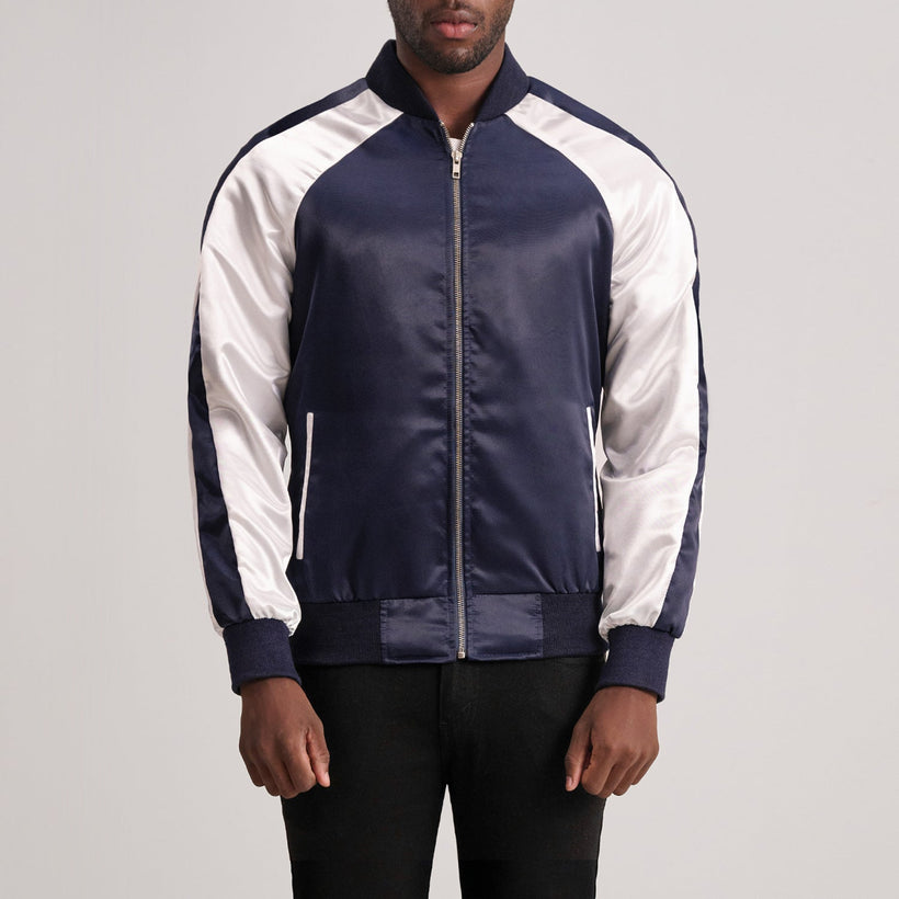 Clarke Blue Varsity 真皮夹克 男士