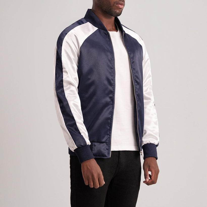 Clarke Blue Varsity 真皮夹克 男士