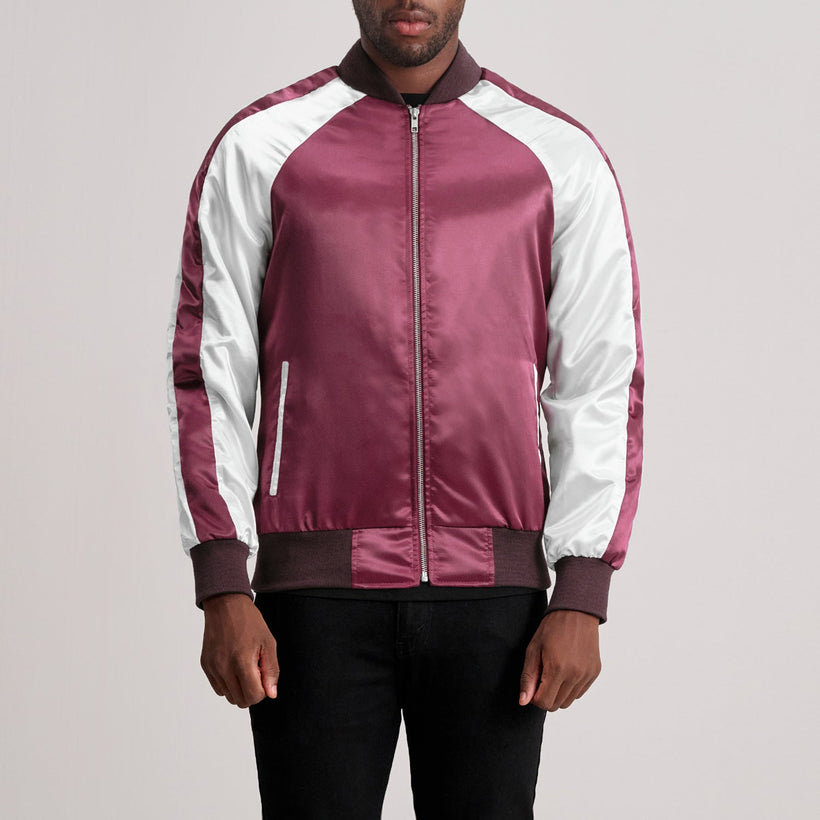 Clarke Maroon Varsity 真皮夹克 男士