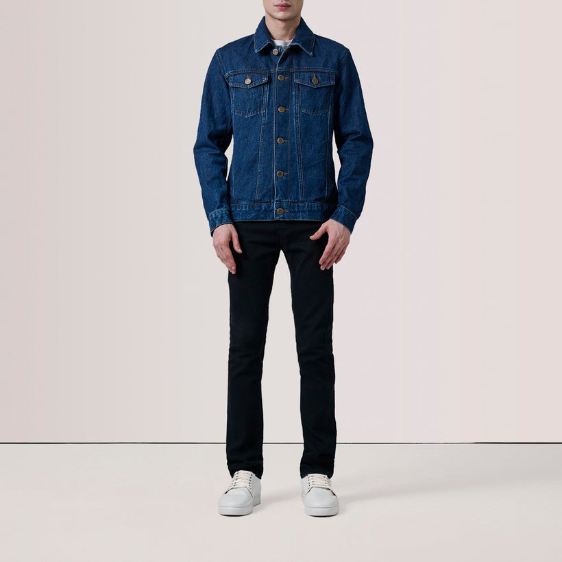 Conard Dark 深海蓝 Denim Trucker 真皮夹克 男士