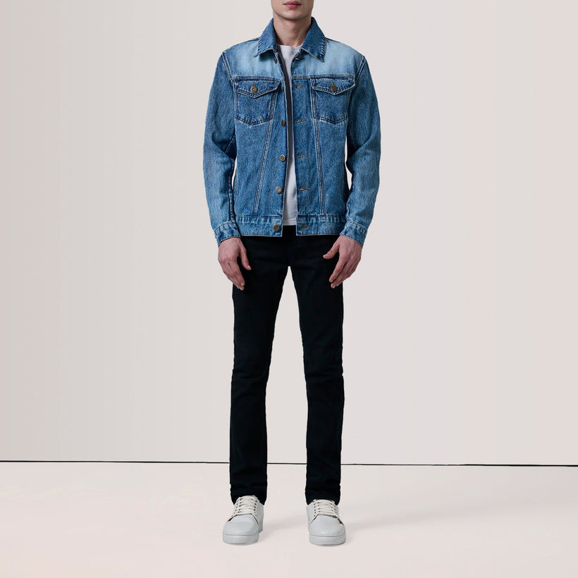 Conard Ice 深海蓝 Denim Trucker 真皮夹克 男士