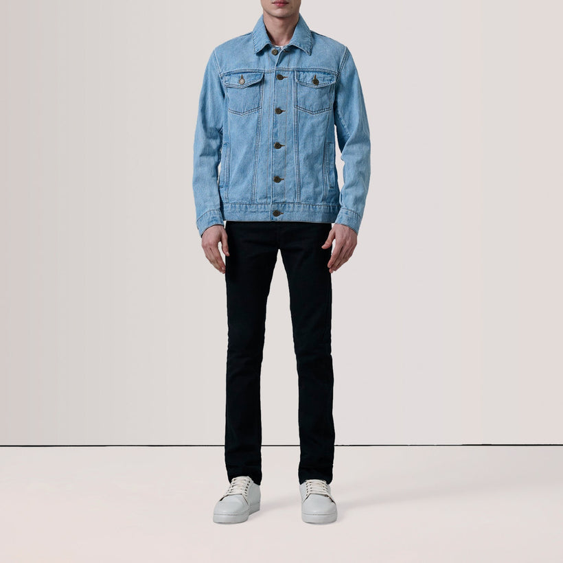 Conard Light Blue Denim Trucker 真皮夹克 男士