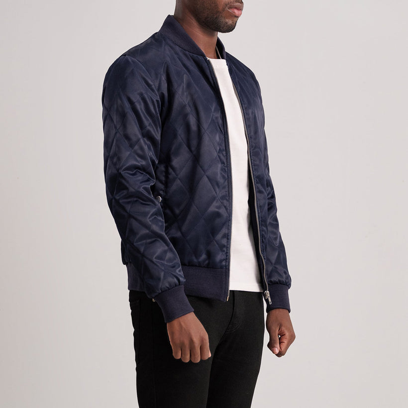 Danson Quilted Blue Varsity 真皮夹克 男士