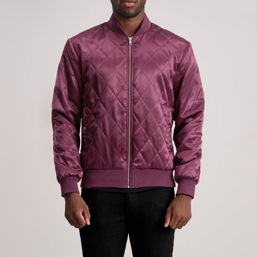 Danson Quilted Maroon Varsity 真皮夹克 男士