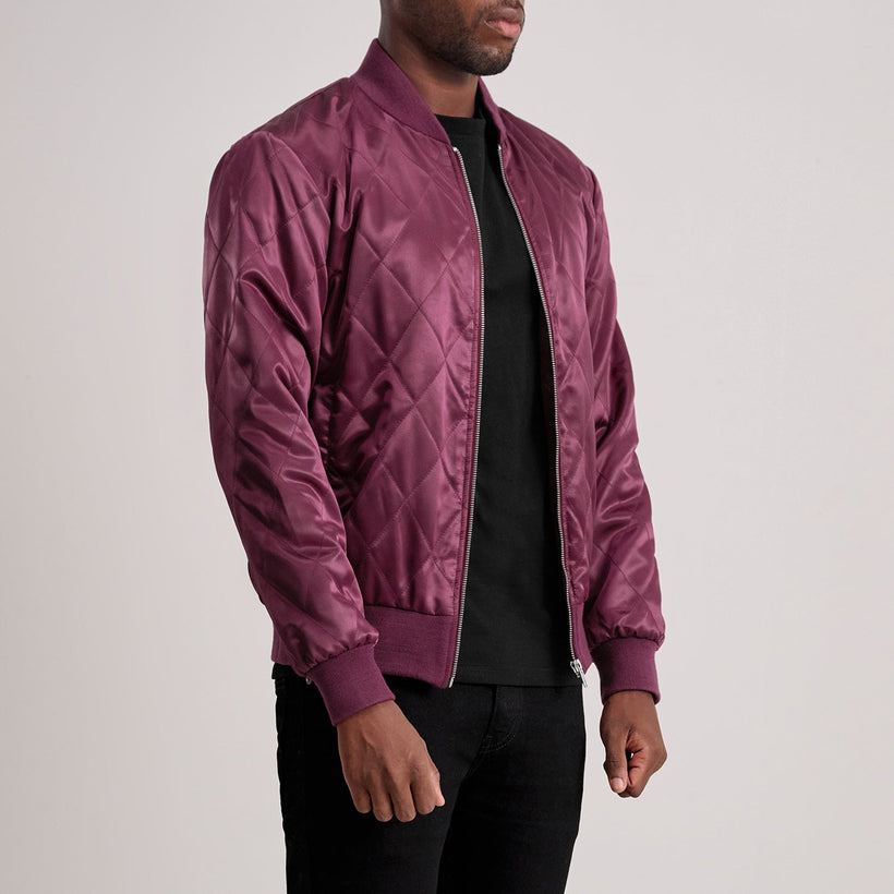 Danson Quilted Maroon Varsity 真皮夹克 男士