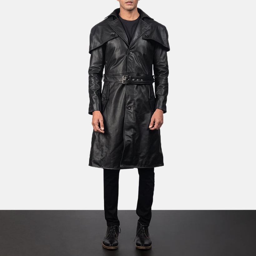 Deux 黑色 Leather Duster 男士