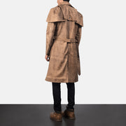 
Deux 复古棕 Leather Duster 男士 - 展现立体袖型与合身版型的侧身视角