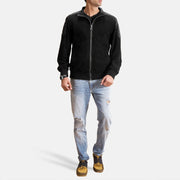 Men's Ethan Hybrid Suede 真皮飞行员夹克 男士 - Lateral Side Profile View Showing Sleeve Cut &amp; Athletic Taper Fit