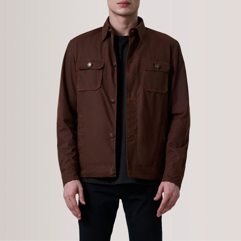Irwin 棕色 Waxed Canvas Field 真皮夹克 男士