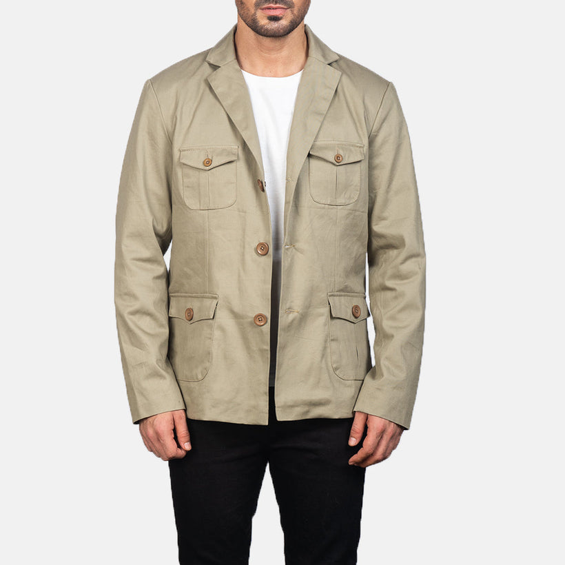 Kajetan Beige Safari 真皮夹克 男士