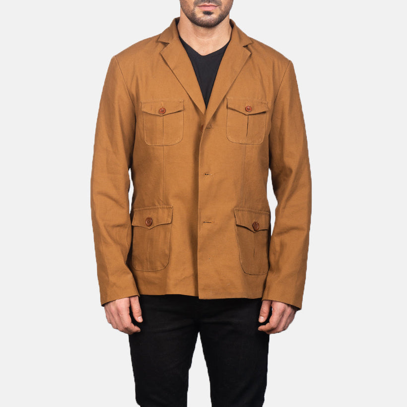 Kajetan Khaki Safari 真皮夹克 男士