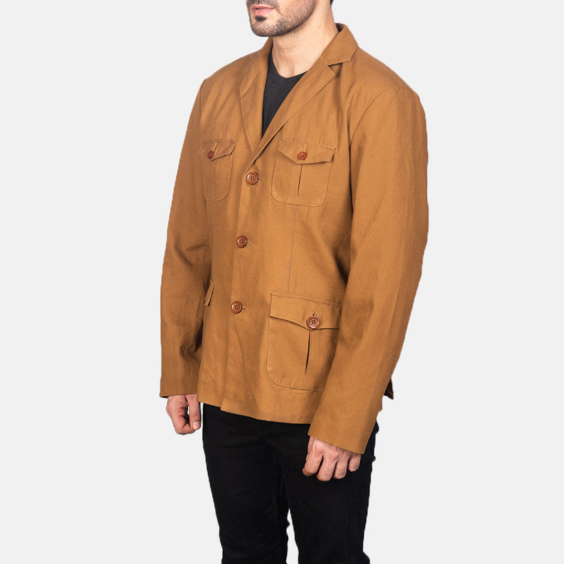 Kajetan Khaki Safari 真皮夹克 男士