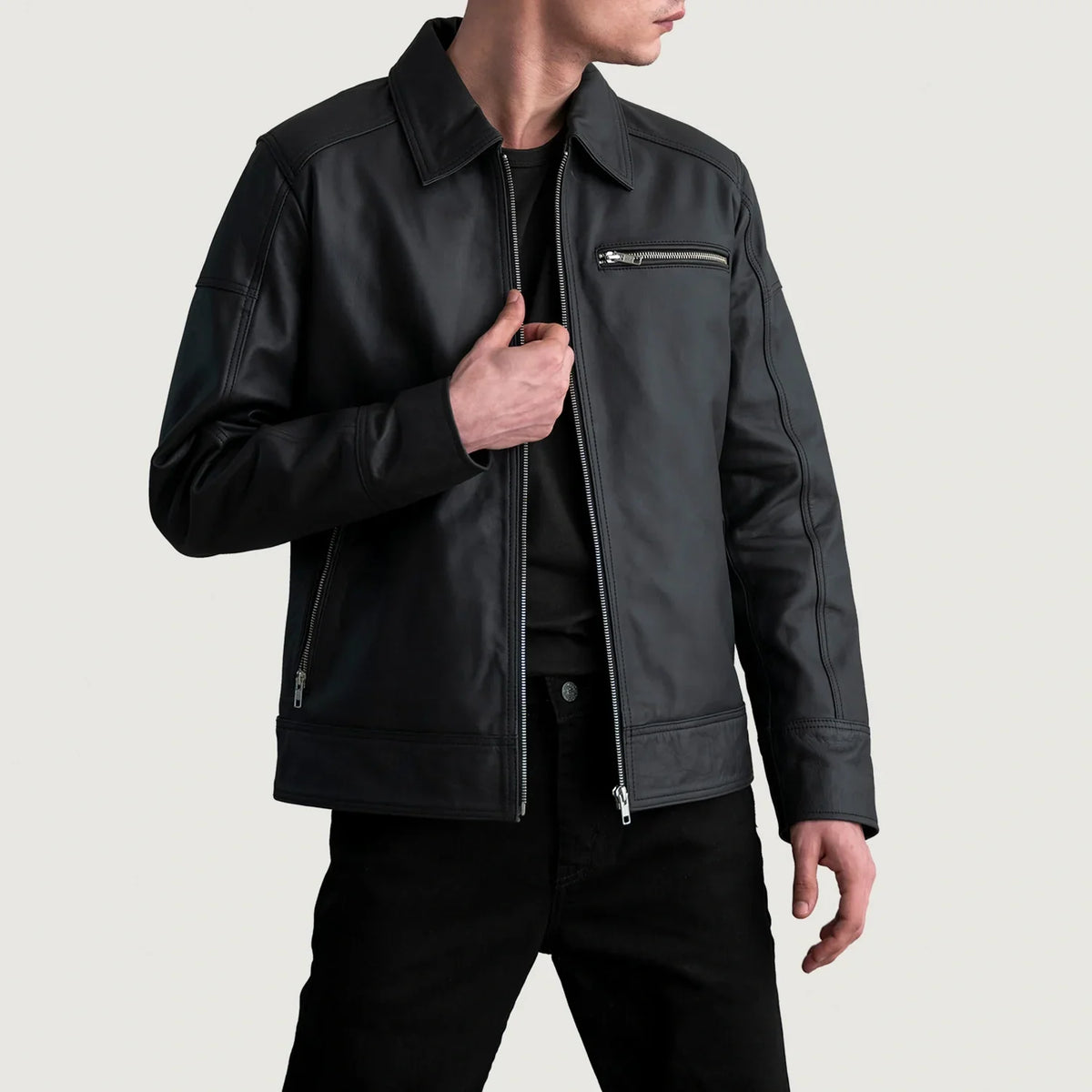 Lavendard 真皮机车夹克 男士 – alternate product view 1