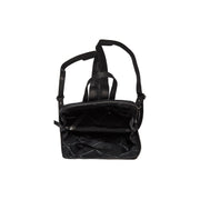 Claire Full-Grain Leather Backpack 女士 - Structured Side Profile Showing Gusset Depth &amp; Expansion Capacity