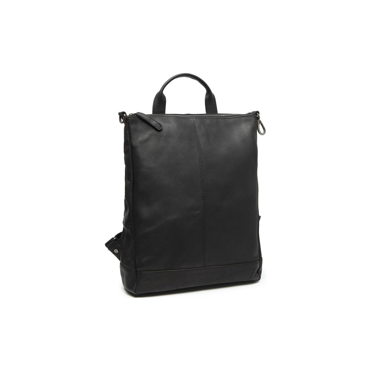 Manchester Full-Grain Leather Backpack 女士 - Structured Side Profile Showing Gusset Depth &amp; Expansion Capacity