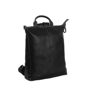 Saar Full-Grain Leather Backpack 女士 - Structured Side Profile Showing Gusset Depth &amp; Expansion Capacity