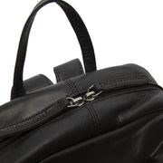 Solid Antique Brass Hardware &amp; Heavy-Duty Dual Zipper Detail on Santana Full-Grain Leather Backpack 女士