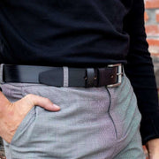 Aayden Full-Grain Leather Belt 男士 - Structured Side Profile Showing Gusset Depth &amp; Expansion Capacity