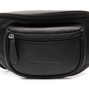 Vernio Full-Grain Leather Belt Bag 女士 - Structured Side Profile Showing Gusset Depth &amp; Expansion Capacity