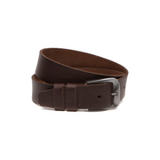 Solid Antique Brass Hardware &amp; Heavy-Duty Dual Zipper Detail on Copper Full-Grain Leather Belt 男士