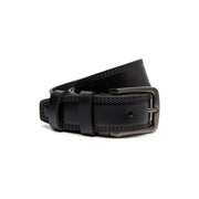 Manovo Full-Grain Leather Belt 男士 in Classic 100% Full-Grain Leather - Full Exterior Front Profile View | Buy Online