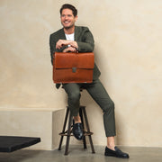 Salvatore Full-Grain Leather Briefcase 男士 – alternate product view 3