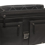 Stuttgart Full-Grain Leather Briefcase 女士 - Structured Side Profile Showing Gusset Depth &amp; Expansion Capacity