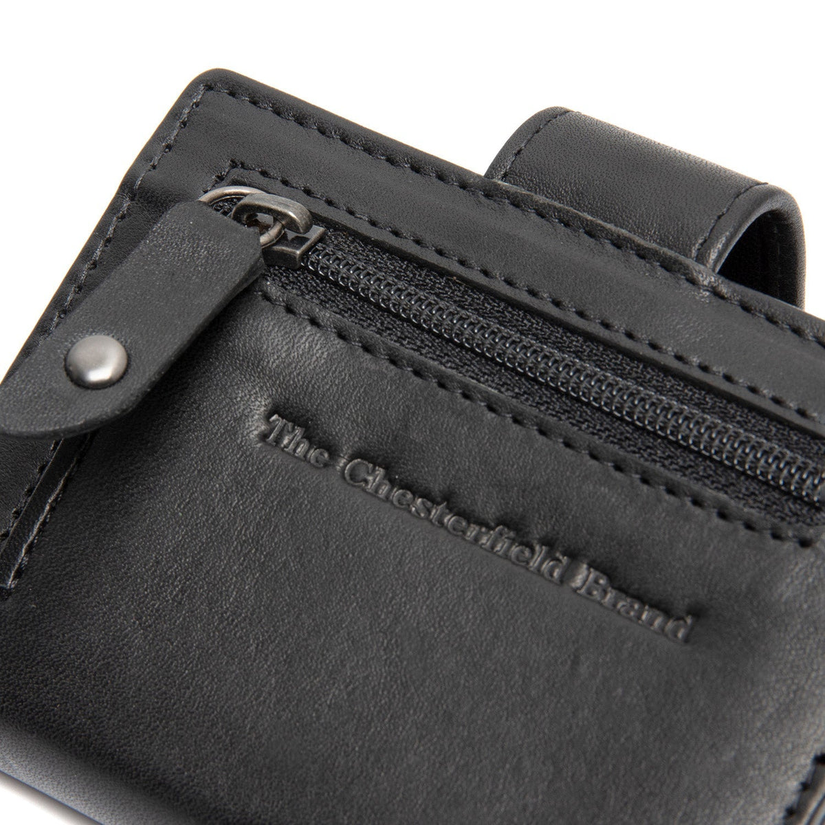 Solid Antique Brass Hardware &amp; Heavy-Duty Dual Zipper Detail on Barrea Full-Grain Leather Card Holder 女士