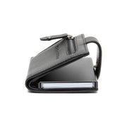Barrea Full-Grain Leather Card Holder 女士 - Structured Side Profile Showing Gusset Depth &amp; Expansion Capacity