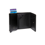 Gabriela Full-Grain Leather Card Holder 女士 - Structured Side Profile Showing Gusset Depth &amp; Expansion Capacity