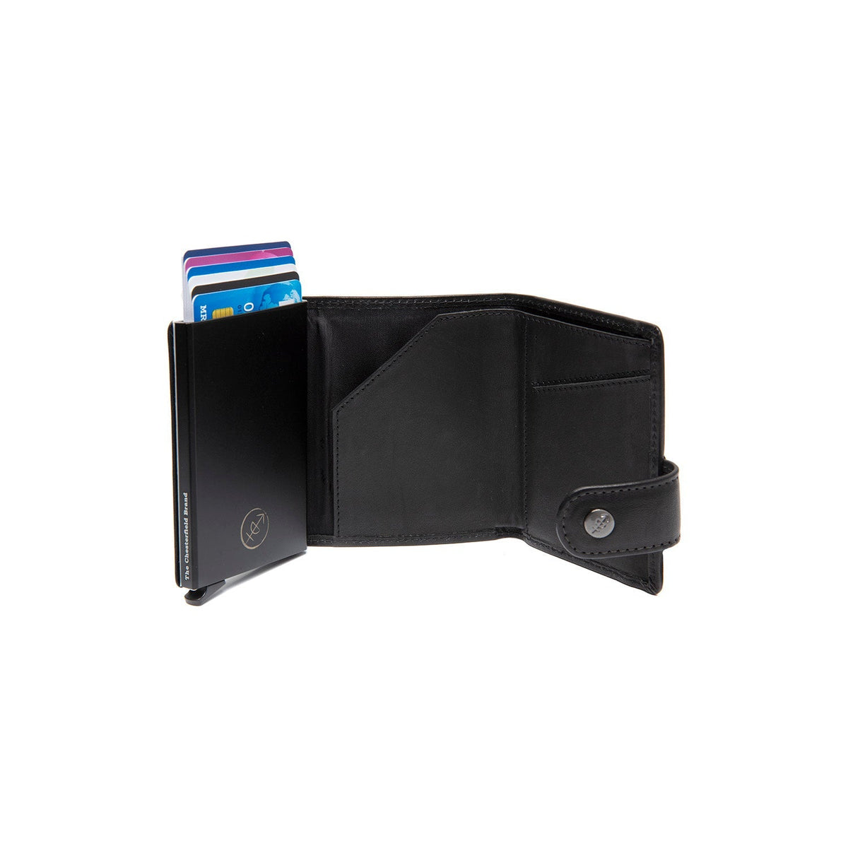 Larino Full-Grain Leather Card Holder 女士 - Structured Side Profile Showing Gusset Depth &amp; Expansion Capacity