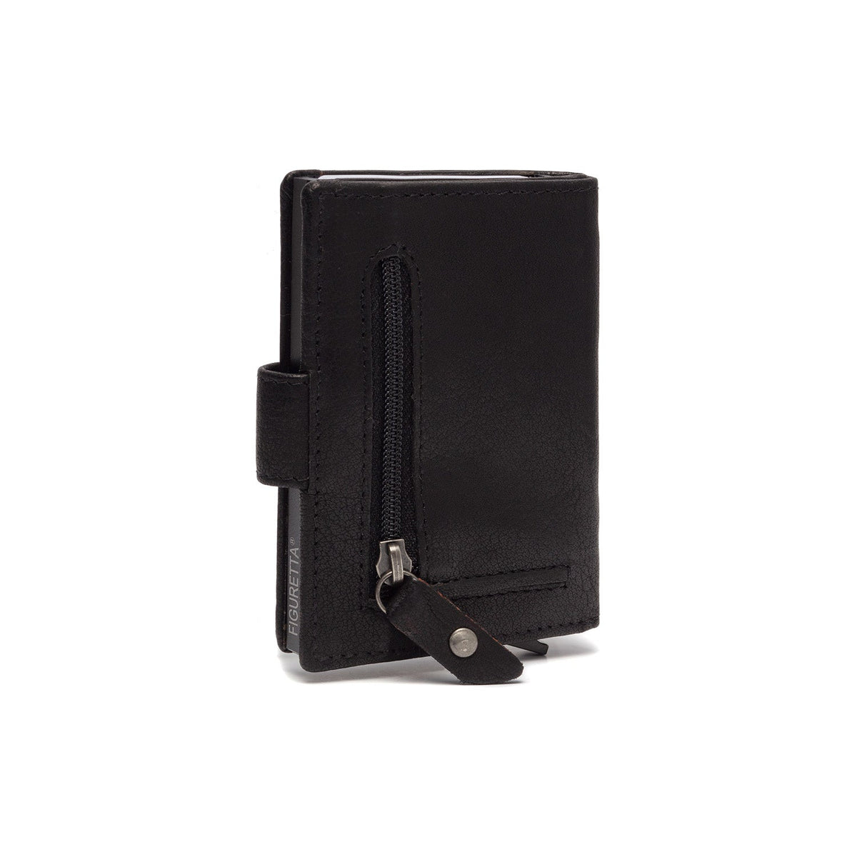 Solid Antique Brass Hardware &amp; Heavy-Duty Dual Zipper Detail on Prague Full-Grain Leather Card Holder 女士