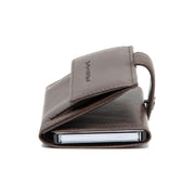 Solid Antique Brass Hardware &amp; Heavy-Duty Dual Zipper Detail on Varrano Full-Grain Leather Card Holder 女士