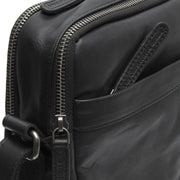 Solid Antique Brass Hardware &amp; Heavy-Duty Dual Zipper Detail on Alva Full-Grain Leather Crossbody Bag 男士