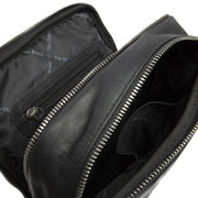 Alva Full-Grain Leather Crossbody Bag 男士 - Structured Side Profile Showing Gusset Depth &amp; Expansion Capacity