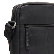 Solid Antique Brass Hardware &amp; Heavy-Duty Dual Zipper Detail on Anzora Full-Grain Leather Crossbody Bag 男士