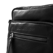 Solid Antique Brass Hardware &amp; Heavy-Duty Dual Zipper Detail on Birmingham Full-Grain Leather Crossbody Bag 男士