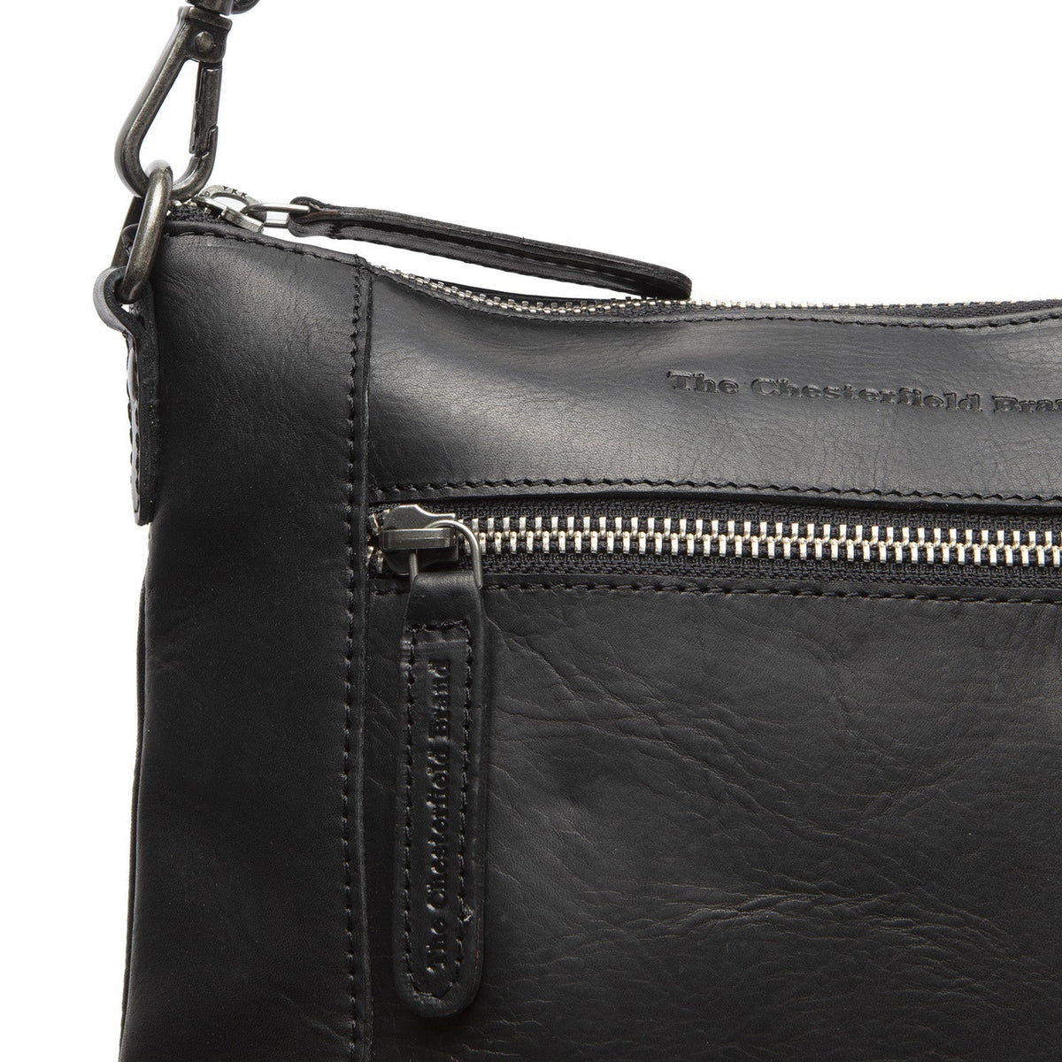Faro Full-Grain Leather Crossbody Bag 女士 - Structured Side Profile Showing Gusset Depth &amp; Expansion Capacity