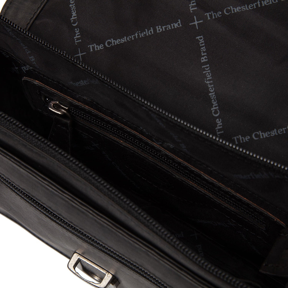 Solid Antique Brass Hardware &amp; Heavy-Duty Dual Zipper Detail on Lucca Full-Grain Leather Crossbody Bag 女士