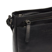 Solid Antique Brass Hardware &amp; Heavy-Duty Dual Zipper Detail on Mumbai Full-Grain Leather Crossbody Bag 女士