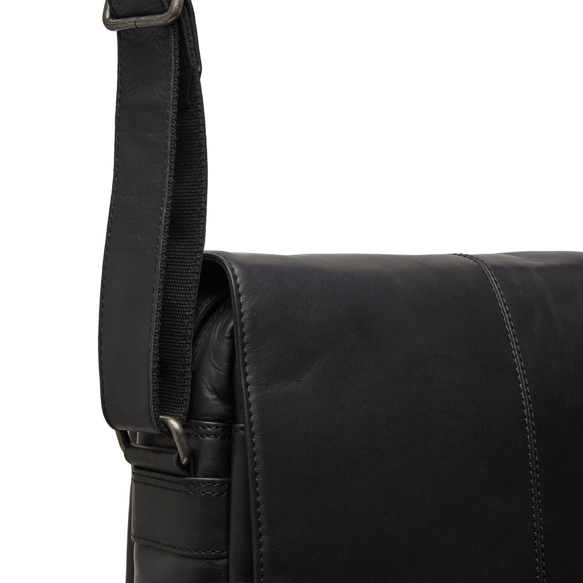 Raphael Full-Grain Leather Crossbody Bag 男士 - Structured Side Profile Showing Gusset Depth &amp; Expansion Capacity