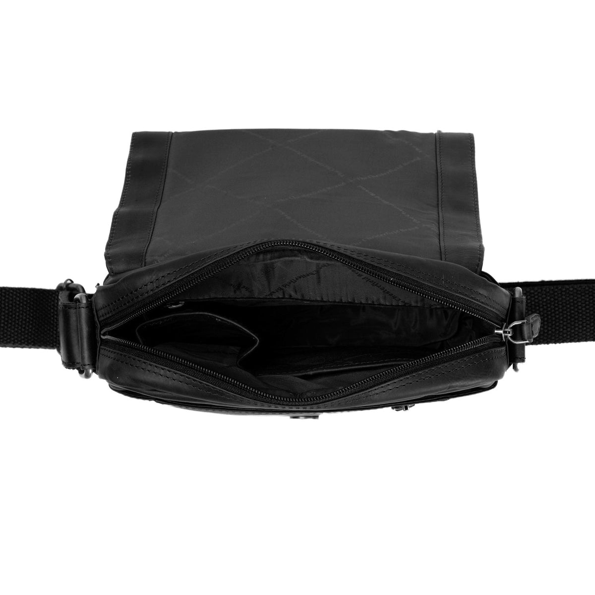 Remy Full-Grain Leather Crossbody Bag - Structured Side Profile Showing Gusset Depth & Expansion Capacity