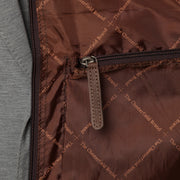 Styled Fit Perspective of Leather Garment Bag Josh 女士 on Model - Natural Daylight Drape